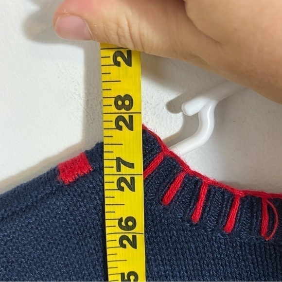 Vintage Knit Sweater Vest Red Cardinal Holly Leaves Christmas Large Blue Women’s - Picture 5 of 5